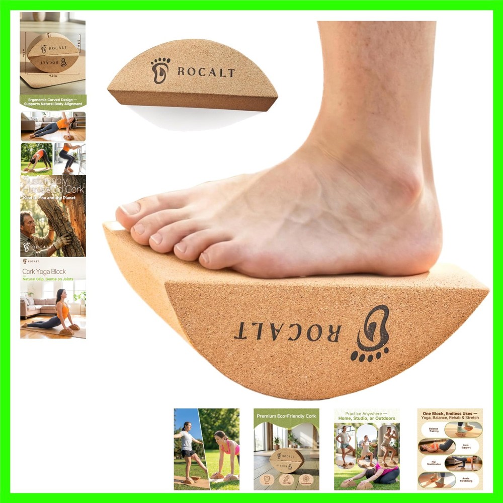 Cork Yoga Blocks, Half Moon Foot and Calf Stretching Tool | high-density cork…