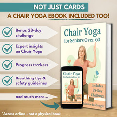 Chair Yoga Seniors over 60 70 Exercise Cards Videos Workout Plan Includes Weight