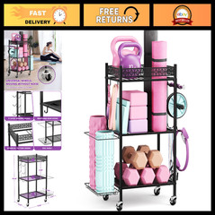 Yoga Mat Storage Rack – Home Gym Organizer for Foam Rollers & Fitness Gear