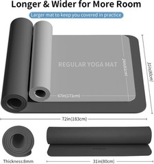 Extra Wide & Thick 8mm Yoga Mat, 72″x31.5″ Large Non Slip Exercise Mat, Premium