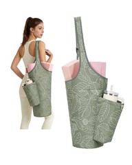 sportsnew Yoga Mat Bag for Women with Drawstring Pocket & Large, Yellow green