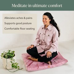 Mindful & Modern Zabuton Meditation Mat – Cotton Filled Yoga and Velvet – Pink