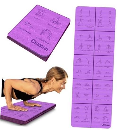 Foldable Thick Yoga Mat with Asanas Poses – Gifts for Wife and Girls, Non-slip