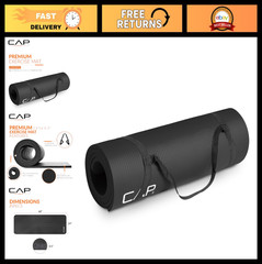 High Density 1/2-Inch Exercise Yoga Mat with Strap | Non-Slip, Multiple Colors