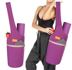 100% Cotton Canvas Yoga Mat Bag – Shoulder Strap Carrier Large Size Pocket Zi…