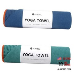 2 Pack Hot Yoga Towel with Grip Dot, Non Slip Yoga Mat Dark Cyan/ Steel Blue