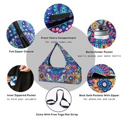 Large Yoga Bag with Mat Strap, Zipper and Pockets – Fits Most Size Mats