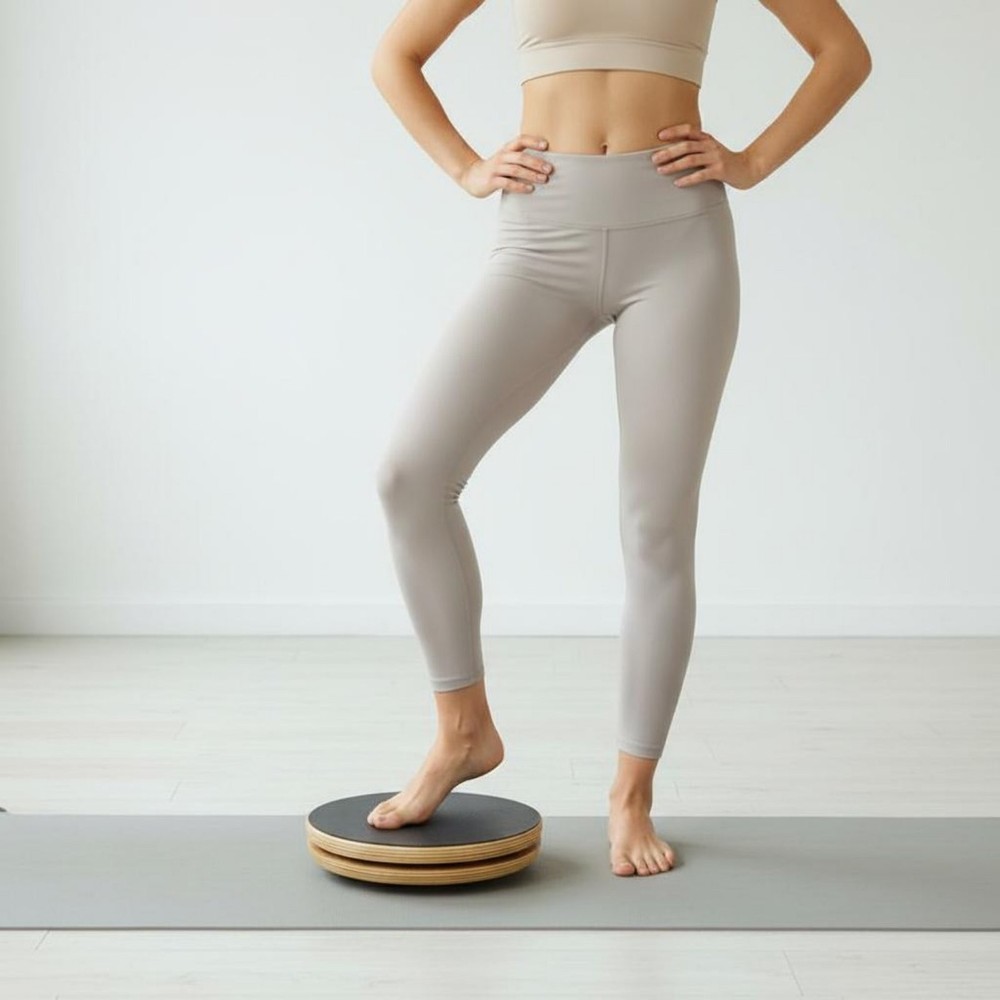 2 Pieces Wooden Pilates Disc Posture Correction Pilates Rotation Board for