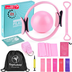 euphobay Pilates Essentials Kit for Women, Home Workout with Pink