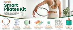 All-in-One Pilates Kit 13″ Magic Circle Ring Ball 5 Resistance Bands Workout Set