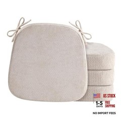 D-Shaped Chair Cushions for Dining Chairs, 2.5” Thick Chair Pads 4 Pack Beige