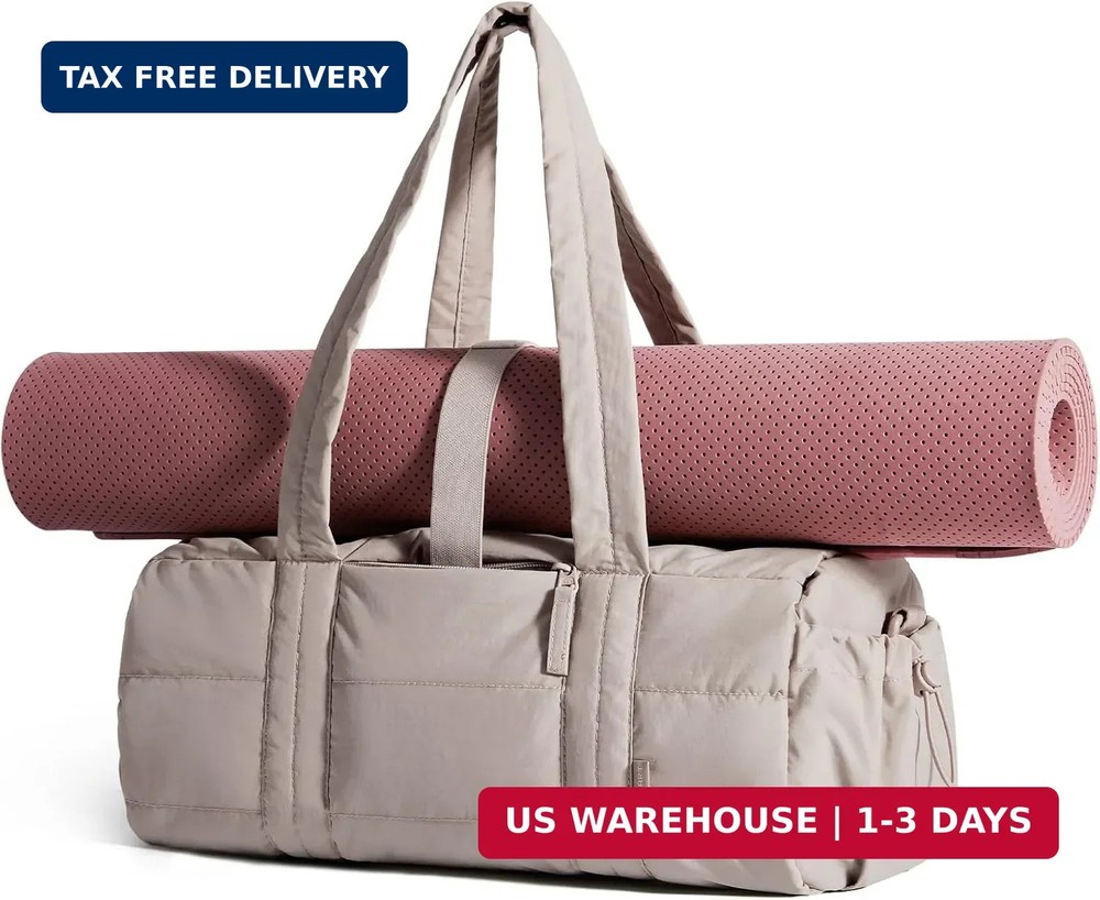 BAGSMART Reiki Gym Bag for Women Puffy Yoga Mat Travel Weekender Duffle Bag | Li