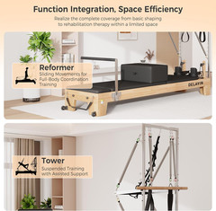 Home Pilates Reformer Machine with Jump Board & Accessories, Supports 440 LBS