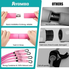 Ayombo Pilates Bar Kit with Resistance Bands, At Home Workout Equipment, Pink