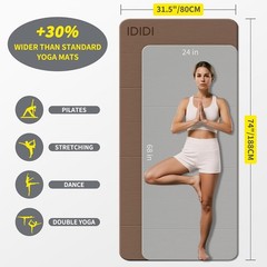 Foldable Extra Large Yoga Mat 74″×31.5″, 8mm Double-Sided Non Slip Lightweigh…
