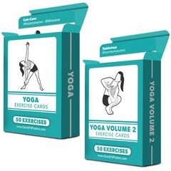 2 Pack Yoga Pose Exercise Cards Volume 1 & 2 – 2.5 x 3.5 inches, teal