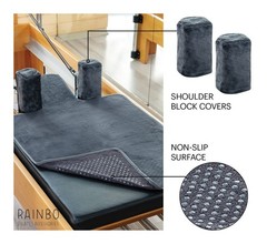 Pilates Reformer Non-Slip Mat Towel (Included 2 Pcs Shoulder Block Covers) (D…