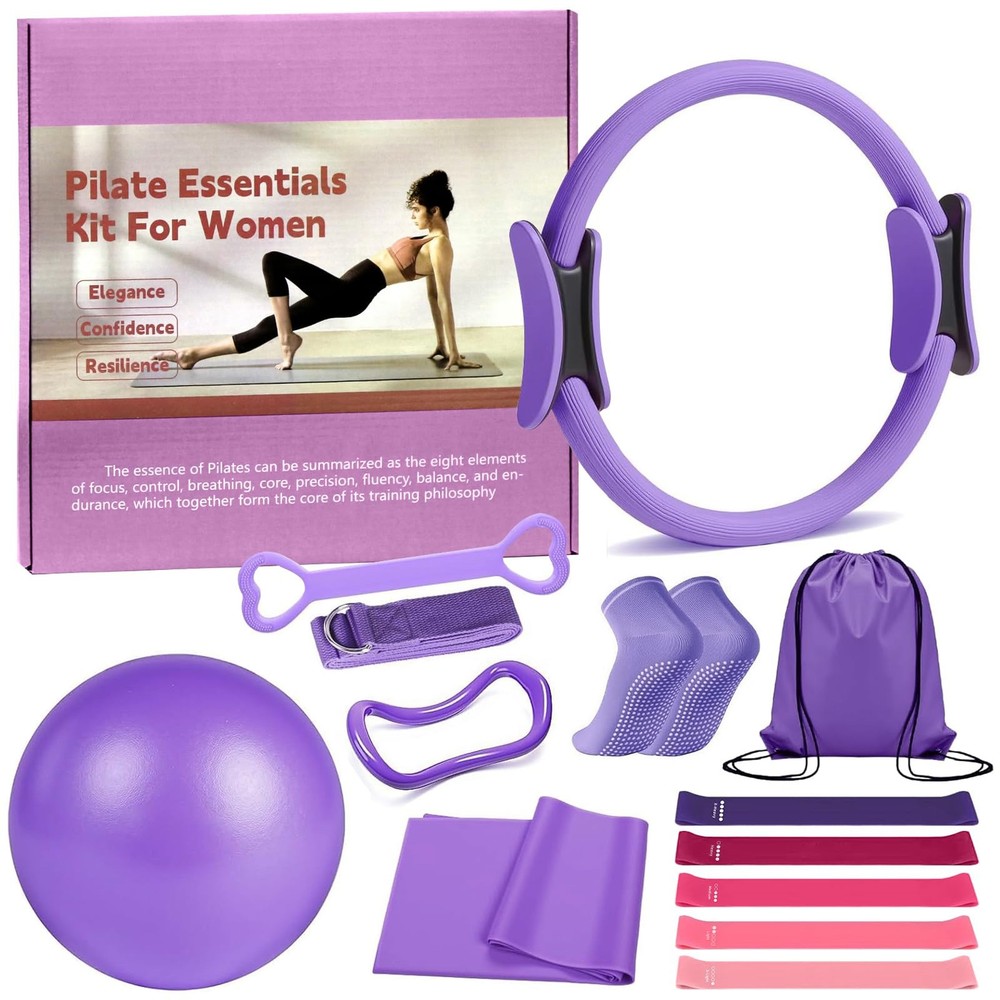 Pilates Ring 13 Piece Set,Pilates Kit for Women Exercise Equipment Accessories D