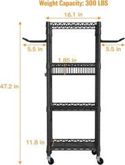 Home Gym Storage 3 Tiers Workout Equipment Organizer W/ Wheels Yoga Mats Foam