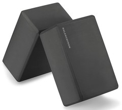 Set of 2 High Density Yoga Blocks, 9″x6″x4″ Each, Pair (Black)