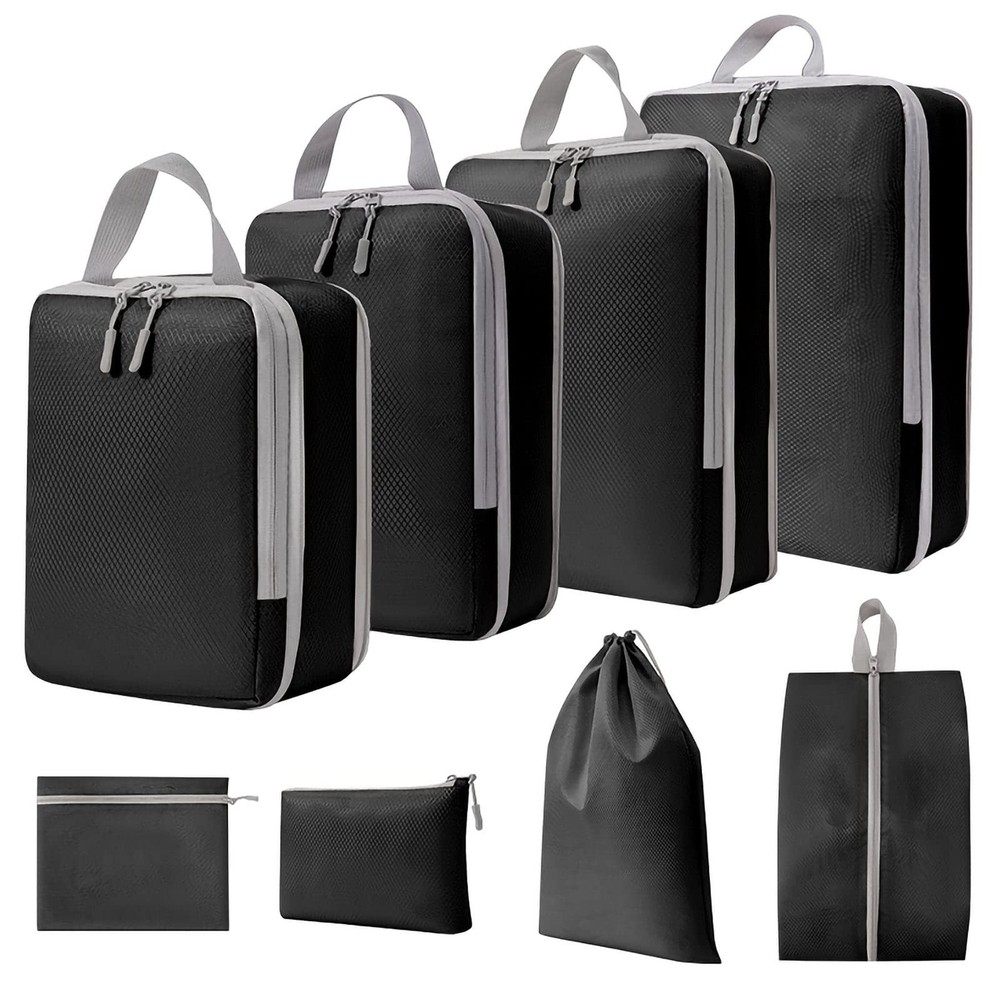 WOOMADA Compression Packing Cubes for Suitcases Travel Essentials 8 Set Expan…