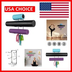 Yoga Mat Wall Mount Rack – 3 Hooks for Straps & Bands – Modern Home Gym Style