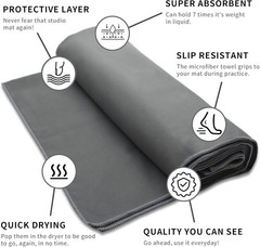 Lightweight Yoga Towel Set 24.5” x 72” – Hygienic, Super Absorbent & Quick-Dry