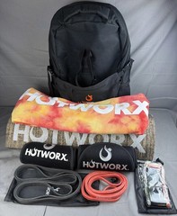Hotworx Fitness Bundle Yoga Mat Towel Resistance Bands Core Compression Backpack