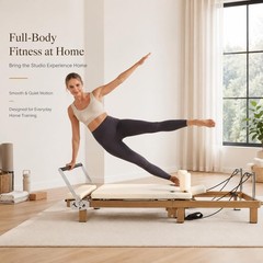 Foldable Pilates Reformer –90% Pre-Assembled Home Gym Women Men Workouts Bundle