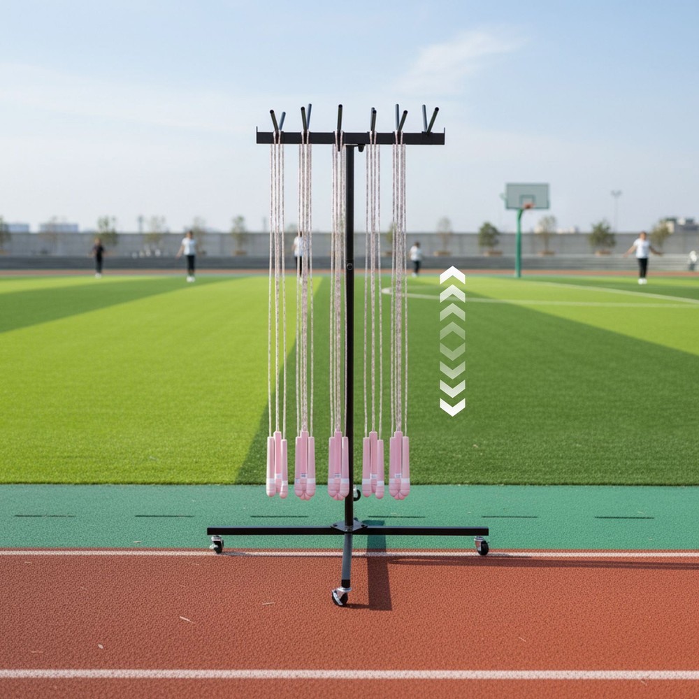 Metal Jump Rope Holder Rack Adjustable Height Rope Holder Rope Rack With Wheels