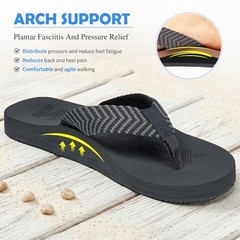 Men’s Arch Support Flip Flops-Comfortable Yoga Mat Orthotic Sandals 11 Black