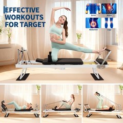 Foldable Pilates Reformer Jump Boards Springs & Cords Adjustable Resistance Home