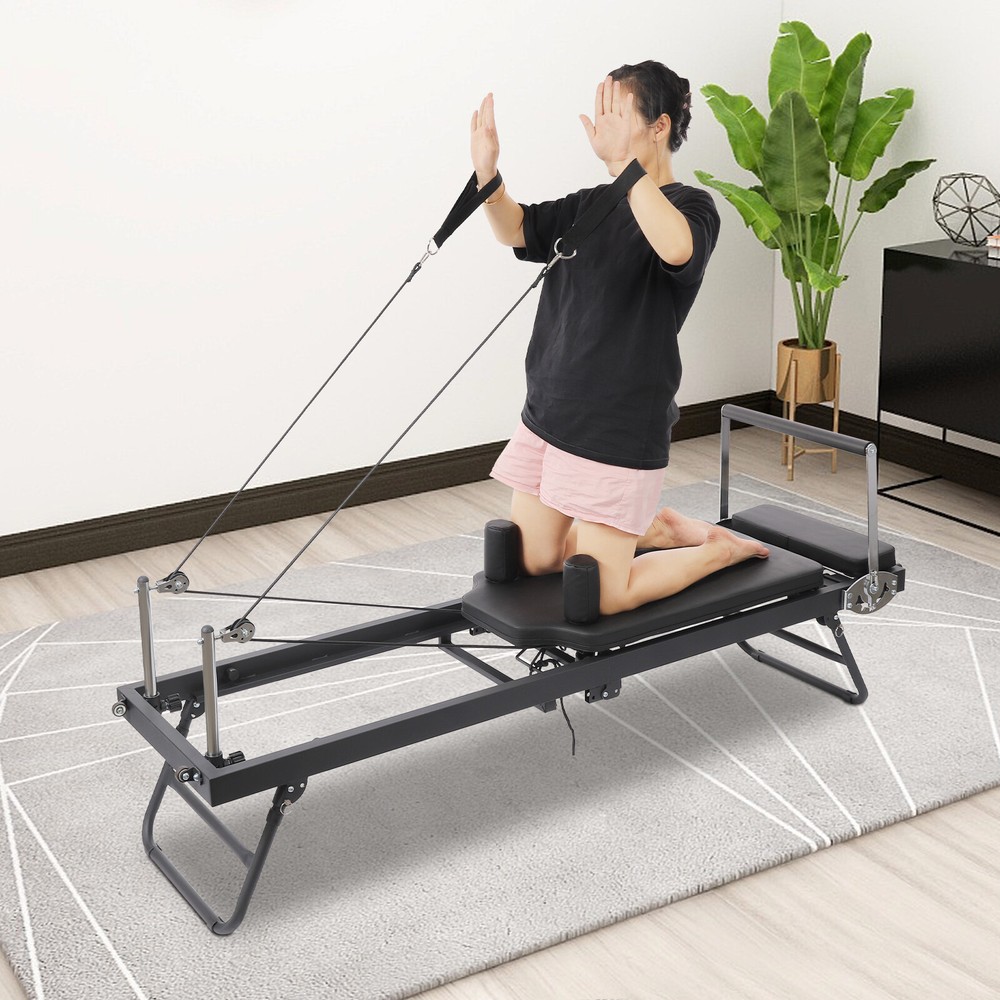 Pilates Reformer,Dpiolrcag Foldable Pilates Machine & Equipment for Home Black