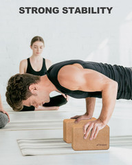 Bloques de Yoga Corcho 2 Piezas Alta Densidad Antideslizantes Accesorios Pilates