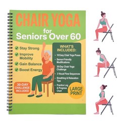 Chair Yoga for Seniors Over 60 Book & Chart, Gentle 8.5×11 inches, navy blue