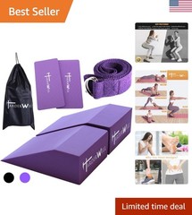 Yoga Foam Wedge Blocks with Knee Pads & Stretch Band – Flexibility Boost