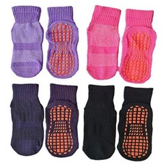Non Slip Trampoline Socks, Anti Skid 6-9 Years Black, Dark Purple, Purple, Pink