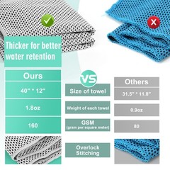 Tagefa Cooling Towel 20 Pack 40X12 Ice Towels 160Gsm Soft Breathable Super