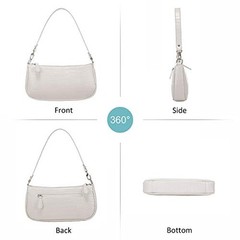 Shoulder Bags for Women, Retro Classic Tote HandBag Crocodile Pattern 1 White