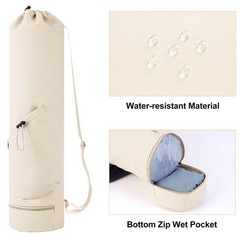 Yoga Mat Bag with Water Bottle Pocket and Bottom Wet Pocket, Exercise Yoga Ma…