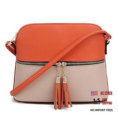 Lunar Lightweight Medium Dome Crossbody Bag Shoulder Bag with Orange / Clay