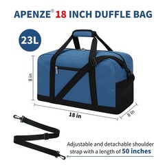 Apenze Small Gym Bag 18 inch Carry On Duffel Bag for Weekender Travel – Blue