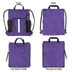 Drawstring Backpack Sports Gym Bag Purple Drawstring With Shoe Compartment