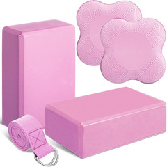 5 Pcs Yoga Blocks Knee Pads Strap Set Soft Foam Accessories