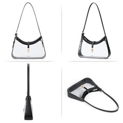 Clear Bag for Stadium Events, Clear Purses for B-transparent With Black-small