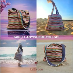 Large Boho Beach Tote Bag Handwoven Turkish Cotton Multicolor Summer Shoulder