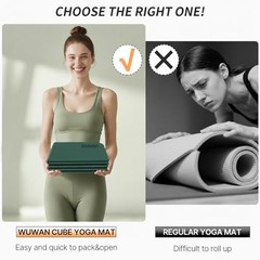 Foldable Yoga Mat 75″ x 31″, 6mm 74“L*31W”*0.24“T Dark Green+Dark Green Grey