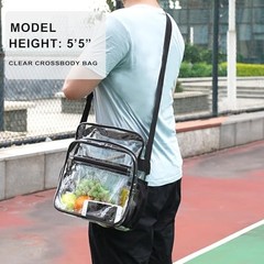 Clear Bag Stadium Approved, Clear Crossbody Messenger Shoulder Bag with Black