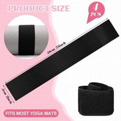 Honoson 4 Pcs Nylon Yoga Mat Strap Stretchable 23 x 2 x 1.37 inches, Black
