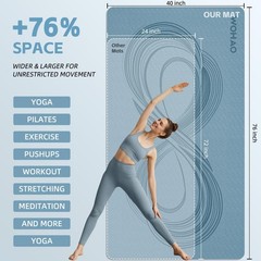 Large 76″x40″x0.4″ Yoga Mat – Extra Width & Thick Non-Slip Exercise Mat, Vers…